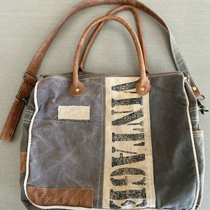Myra Bag- Cross body removable strap. - used once. Canvas & leather trim.
